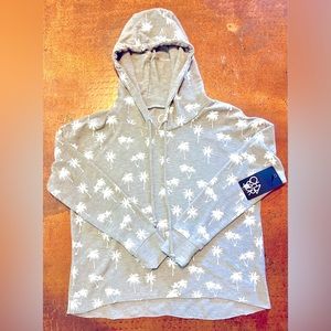 NORDSTROM CHASER BRAND PALM TREE GRAY HOODED SWEATSHIRT SIZE M
